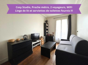 Cosy studio - proche métro - 2 voyageurs